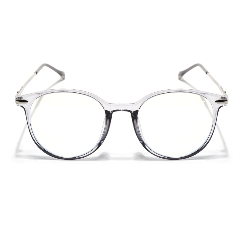 Voyage Glam Transparent Grey Round Eyeglasses for Men & Women (TR8297MG4872-C2)
