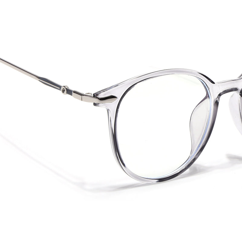 Voyage Glam Transparent Grey Round Eyeglasses for Men & Women (TR8297MG4872-C2)