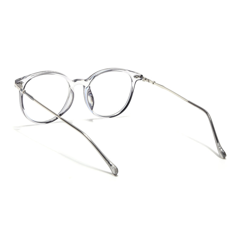 Voyage Glam Transparent Grey Round Eyeglasses for Men & Women (TR8297MG4872-C2)