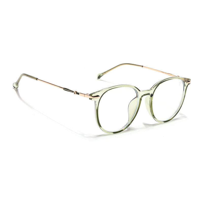 Voyage Glam Transparent Green Round Eyeglasses for Men & Women (TR8297MG4965-C3)