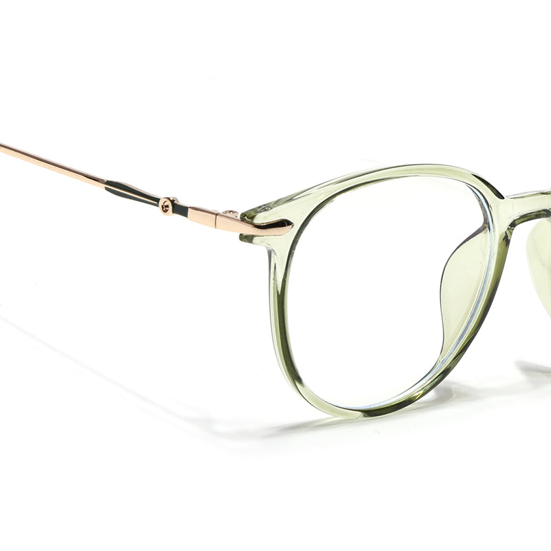 Voyage Glam Transparent Green Round Eyeglasses for Men & Women (TR8297MG4965-C3)