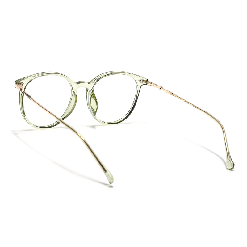 Voyage Glam Transparent Green Round Eyeglasses for Men & Women (TR8297MG4965-C3)