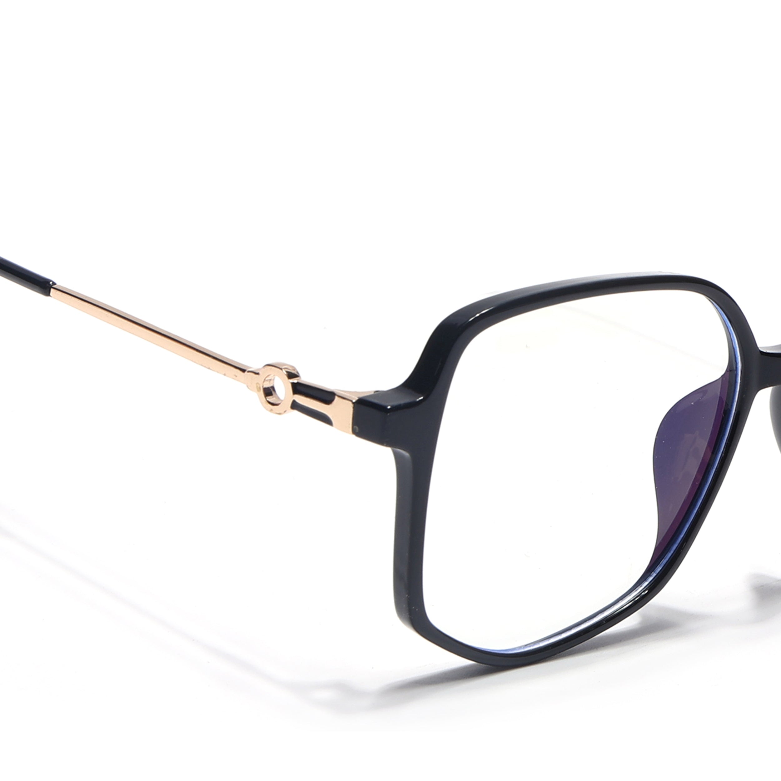 Voyage Glam Shine Black Square Eyeglasses for Men & Women (TR83012MG4828-C1)