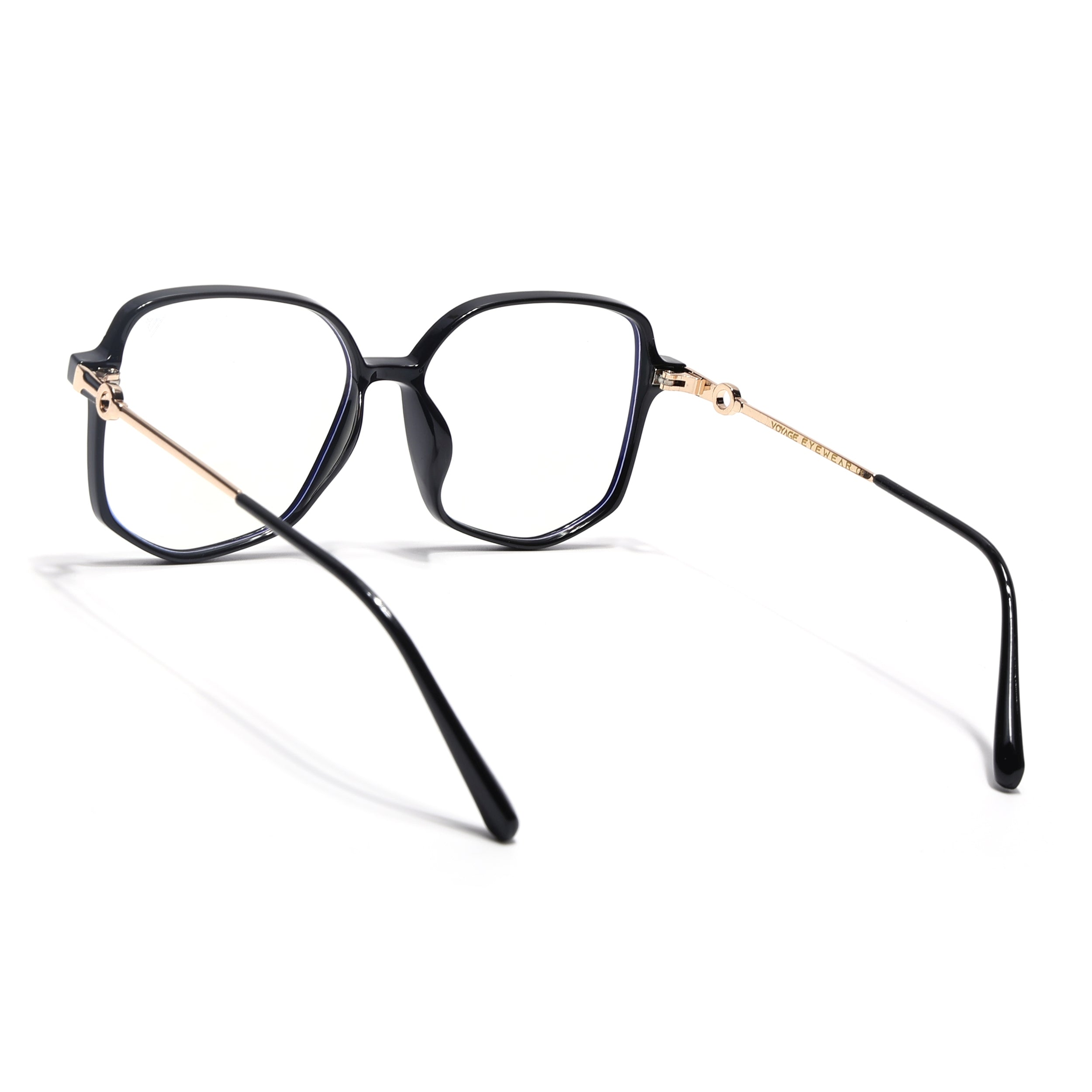 Voyage Glam Shine Black Square Eyeglasses for Men & Women (TR83012MG4828-C1)