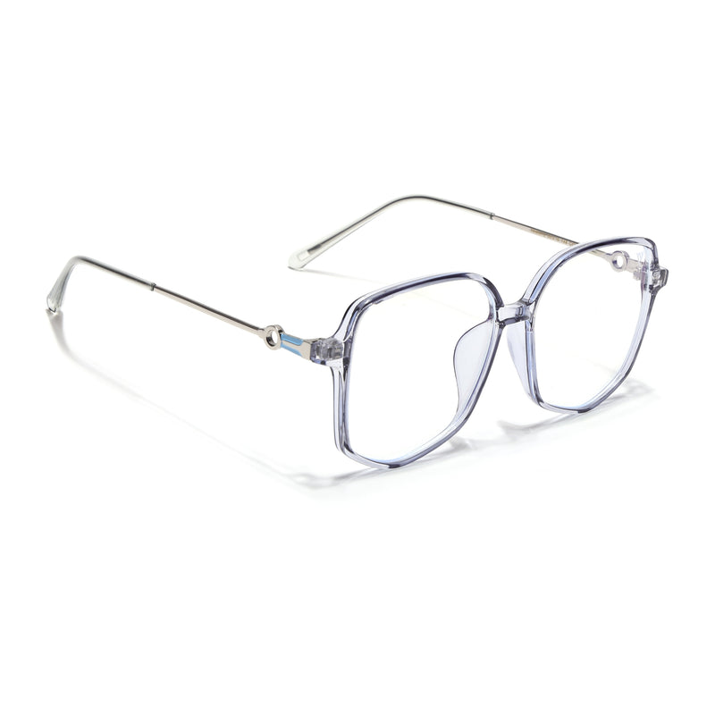Voyage Glam Transparent Grey Square Eyeglasses for Men & Women (TR83012MG4830-C3)