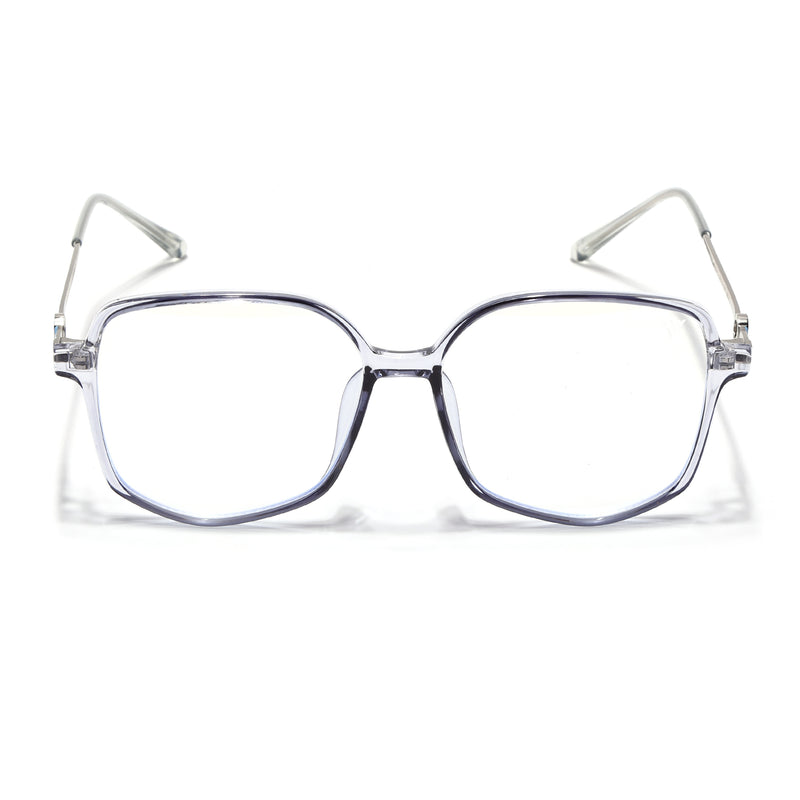Voyage Glam Transparent Grey Square Eyeglasses for Men & Women (TR83012MG4830-C3)