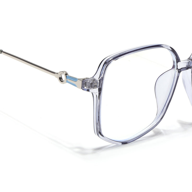 Voyage Glam Transparent Grey Square Eyeglasses for Men & Women (TR83012MG4830-C3)