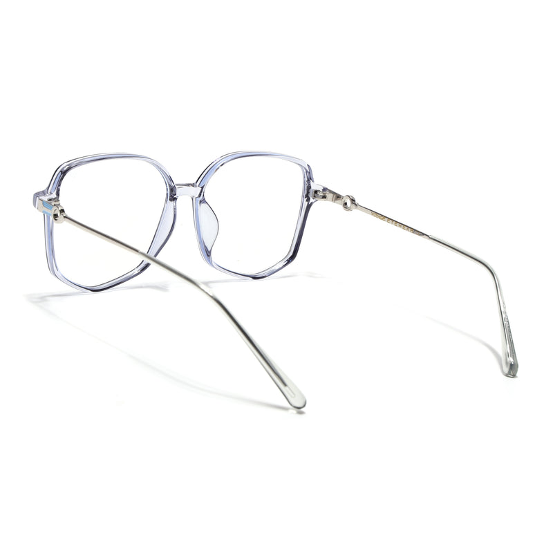 Voyage Glam Transparent Grey Square Eyeglasses for Men & Women (TR83012MG4830-C3)