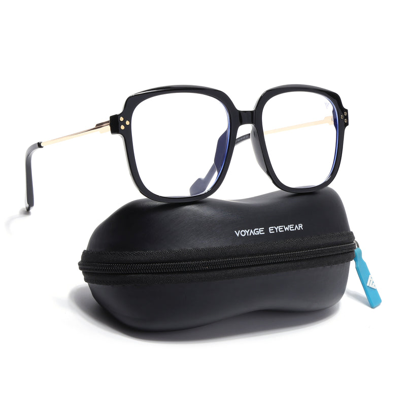 Voyage Glam Black Oversize Eyeglasses for Men & Women (TR83027MG3850-C1)