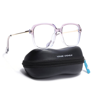Voyage Glam Purple & Clear Oversize Eyeglasses for Men & Women (TR83027MG3851-C2)