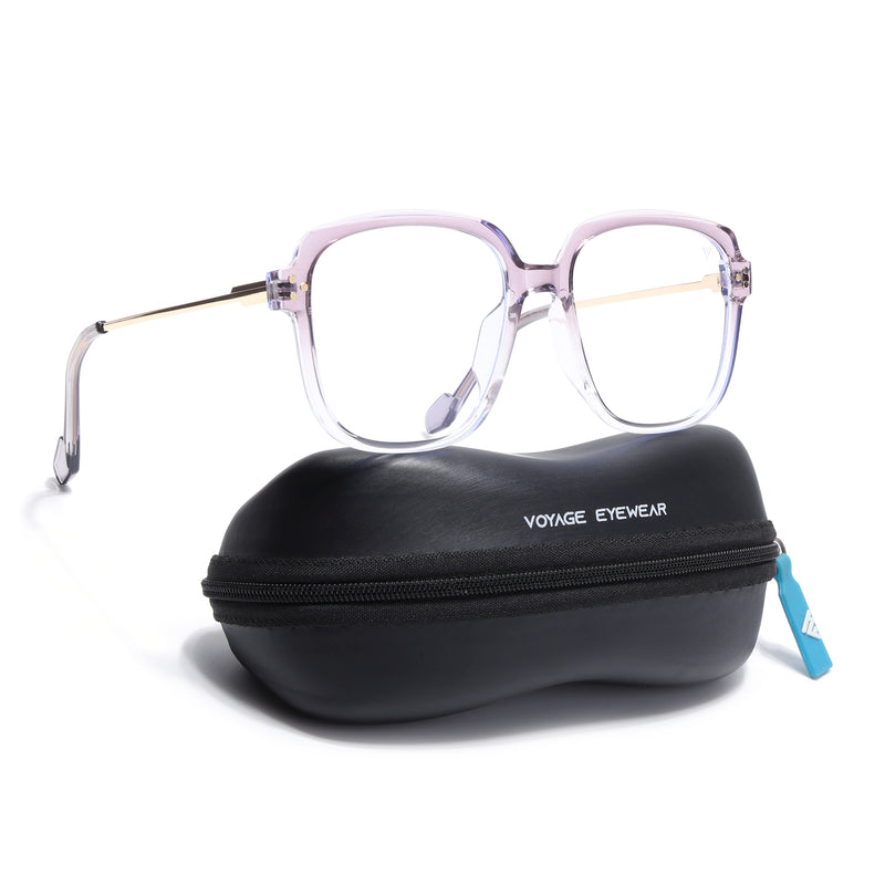 Voyage Glam Purple & Clear Oversize Eyeglasses for Men & Women (TR83027MG3851-C2)