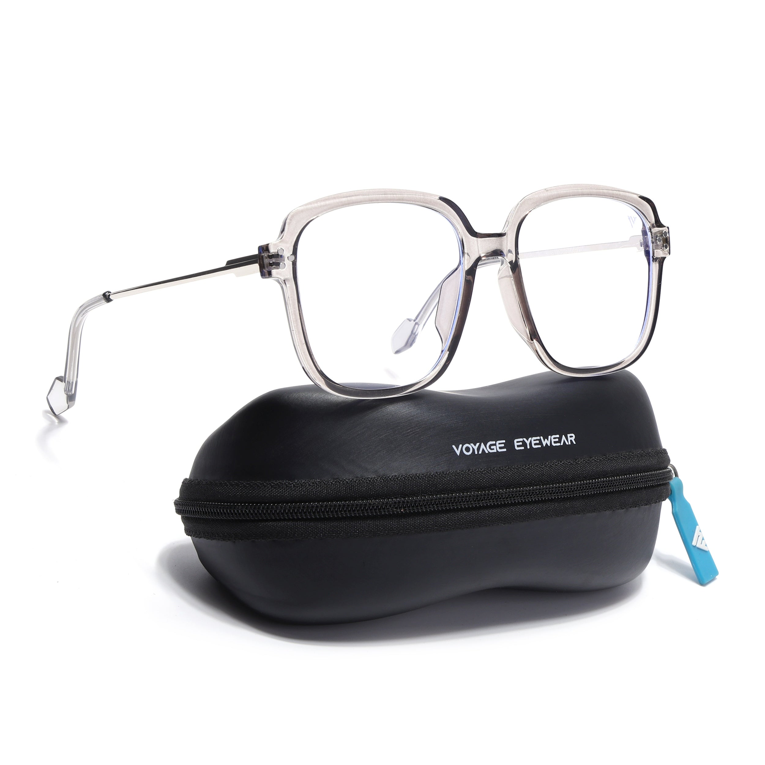 Voyage Glam Grey Oversize Eyeglasses for Men & Women (TR83027MG3852-C3)