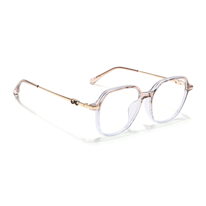 Voyage Glam Transparent Golden Square Eyeglasses for Men & Women (TR83036MG4837-C4)