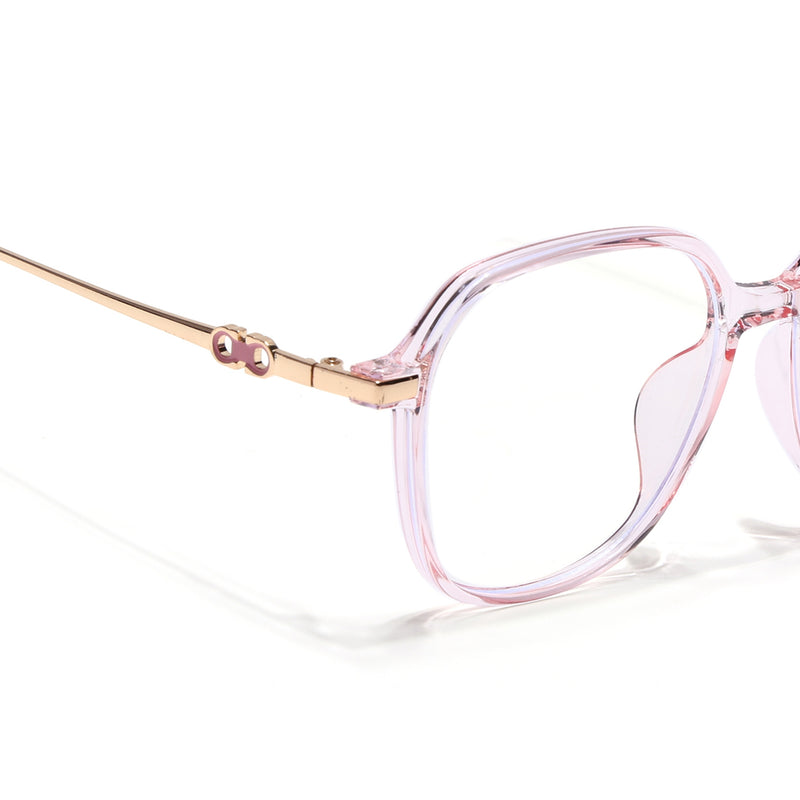 Voyage Glam Transparent Pink Square Eyeglasses for Women (TR83036MG4838-C5)