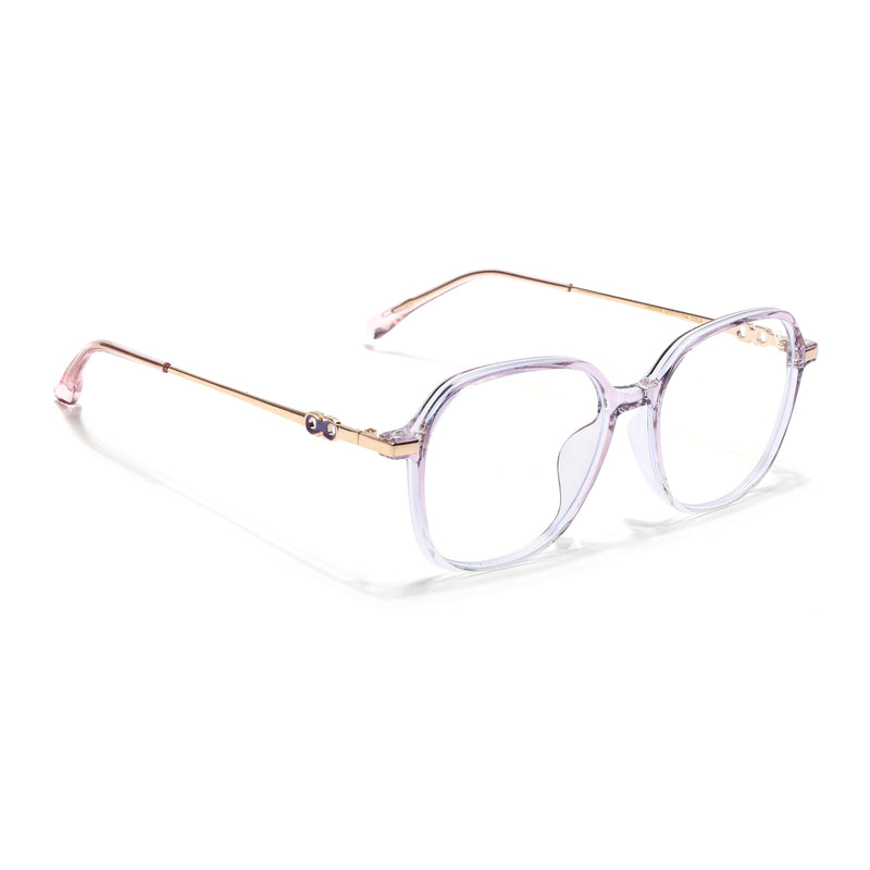 Voyage Glam Transparent Purple Square Eyeglasses for Men & Women (TR83036MG4839-C6)