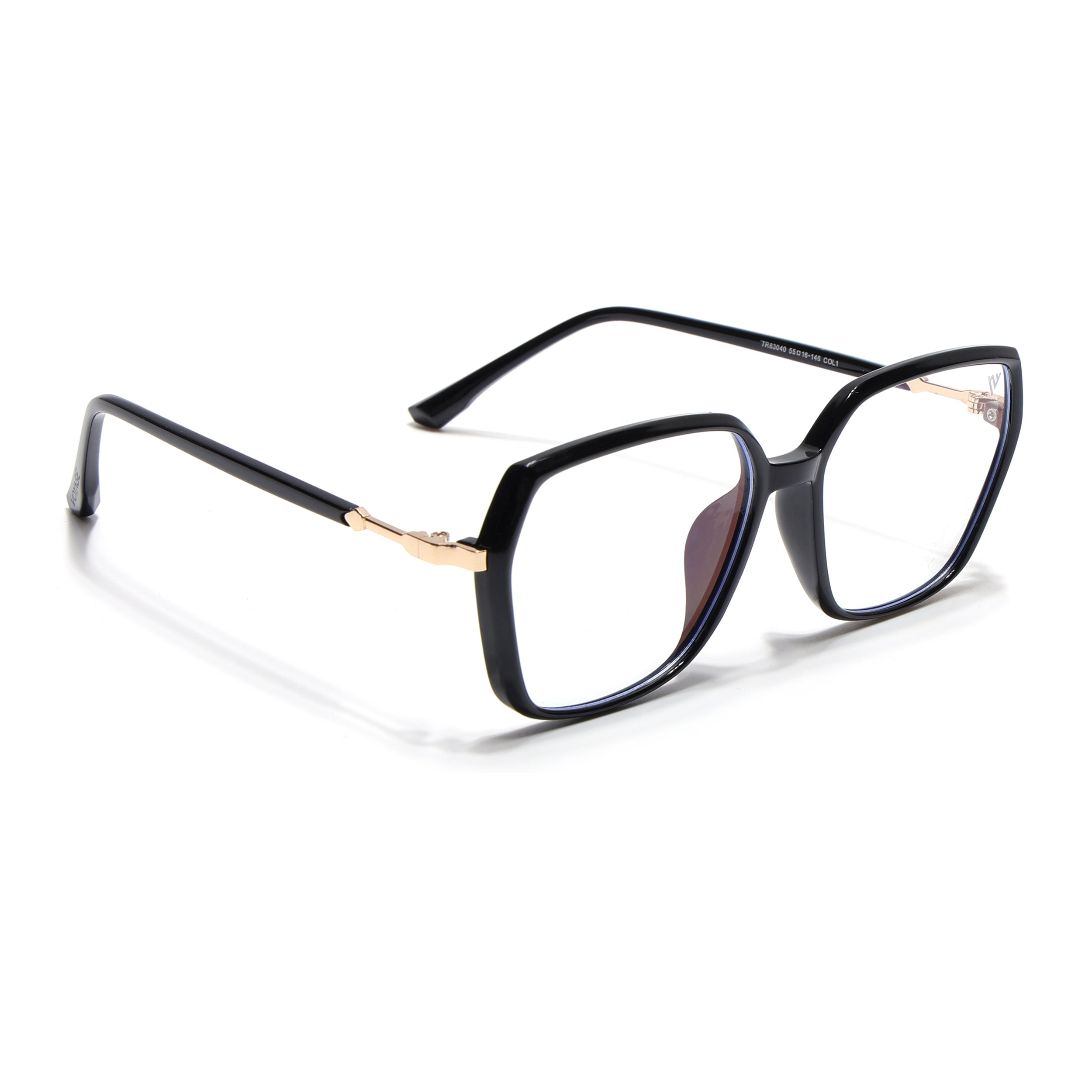 Voyage Glam Shine Black Square Eyeglasses for Men & Women (TR83040MG4683-C1)