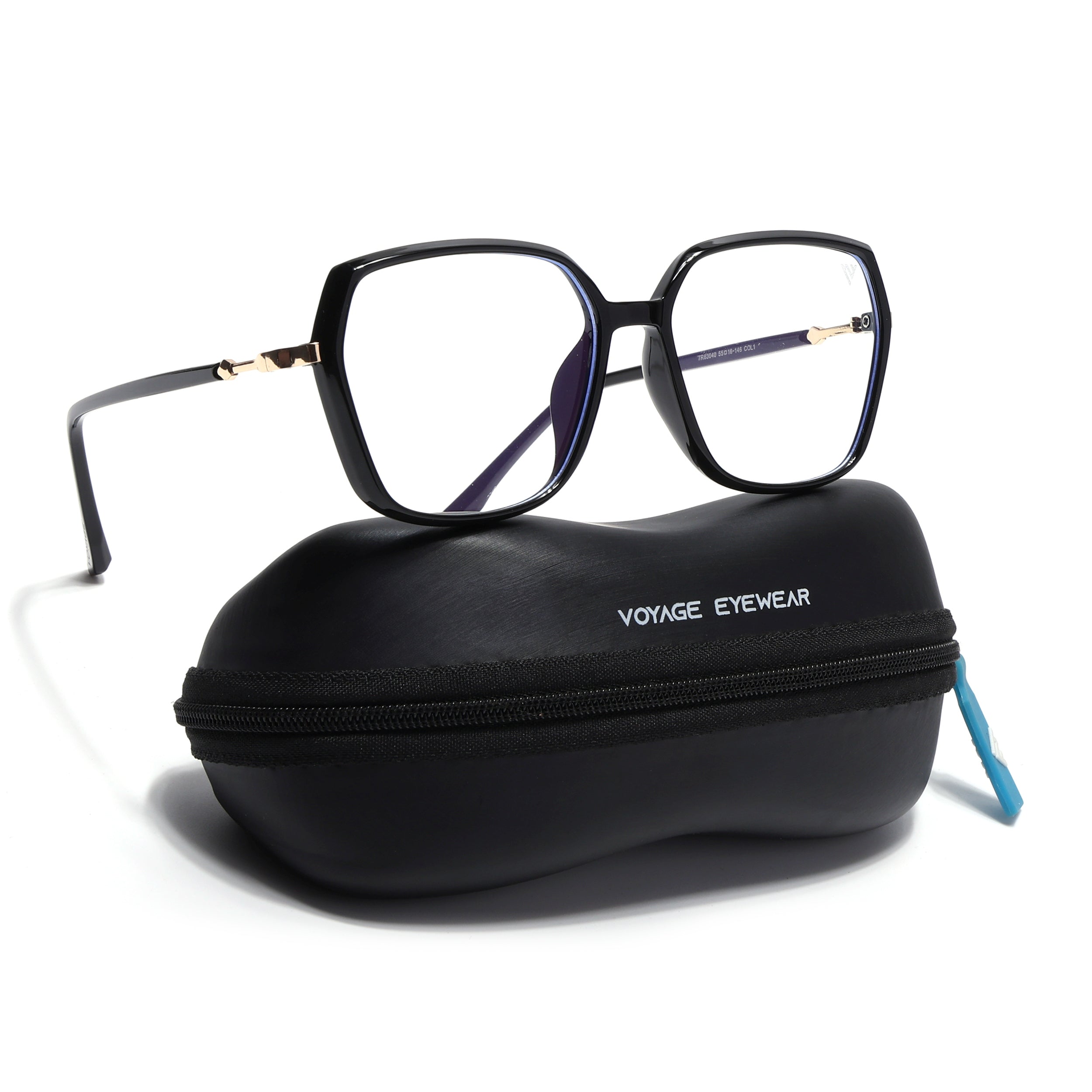 Voyage Glam Shine Black Square Eyeglasses for Men & Women (TR83040MG4683-C1)