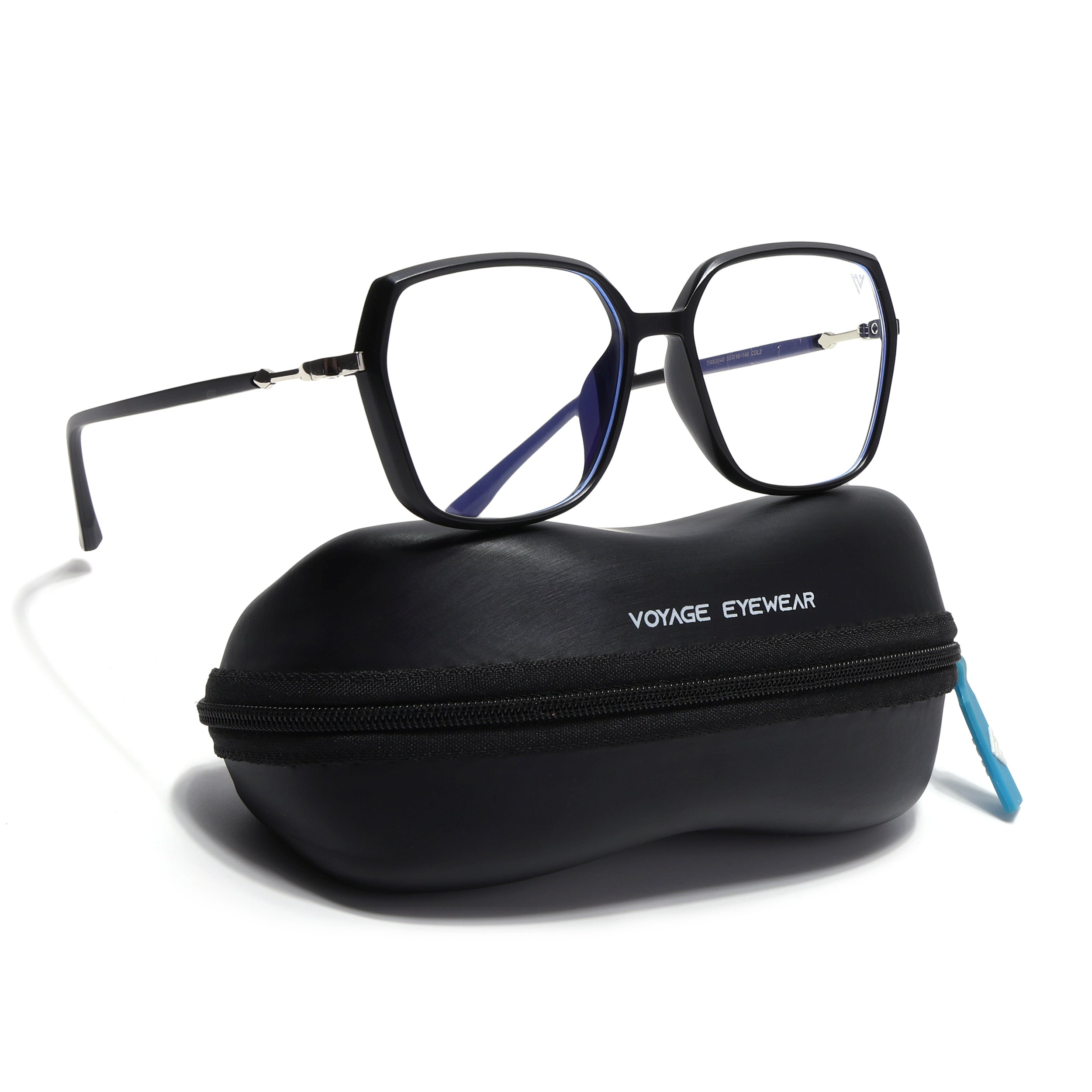 Voyage Glam Matt Black Square Eyeglasses for Men & Women (TR83040MG4684-C4)