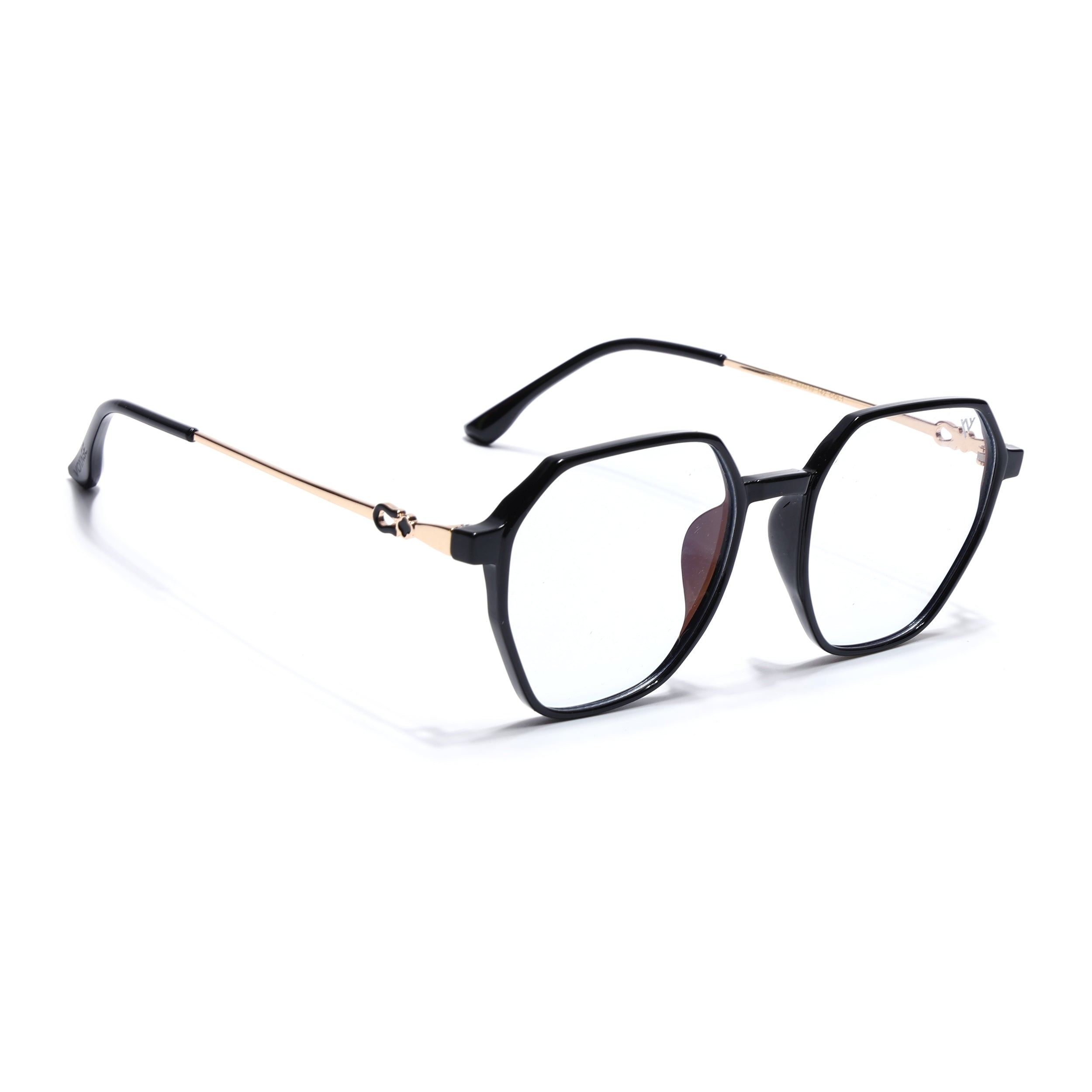 Voyage Glam Shine Black Geometric Eyeglasses for Men & Women (TR83044MG4689-C1)