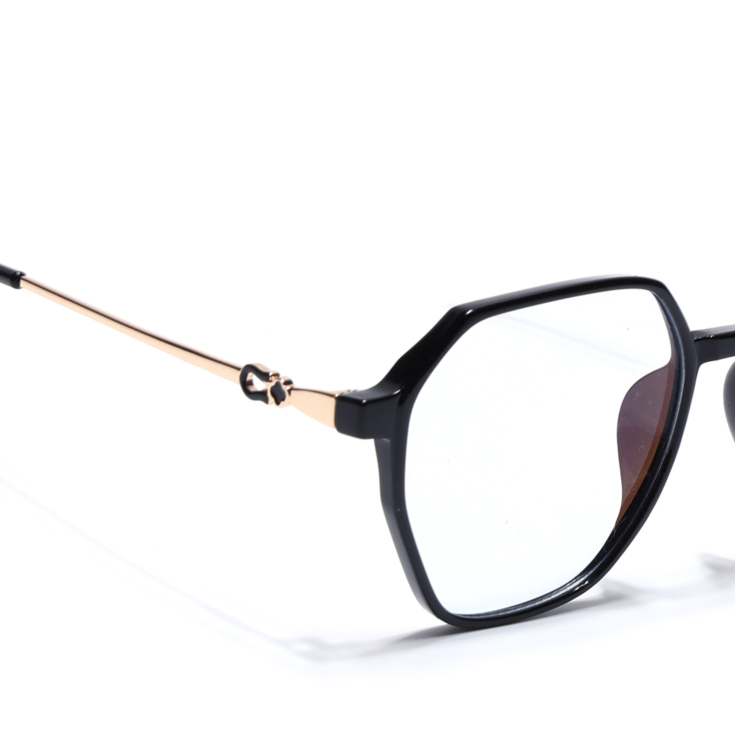 Voyage Glam Shine Black Geometric Eyeglasses for Men & Women (TR83044MG4689-C1)