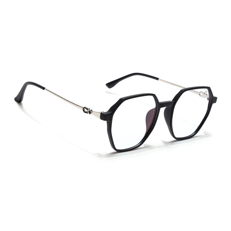 Voyage Glam Matt Black Geometric Eyeglasses for Men & Women (TR83044MG4690-C4)