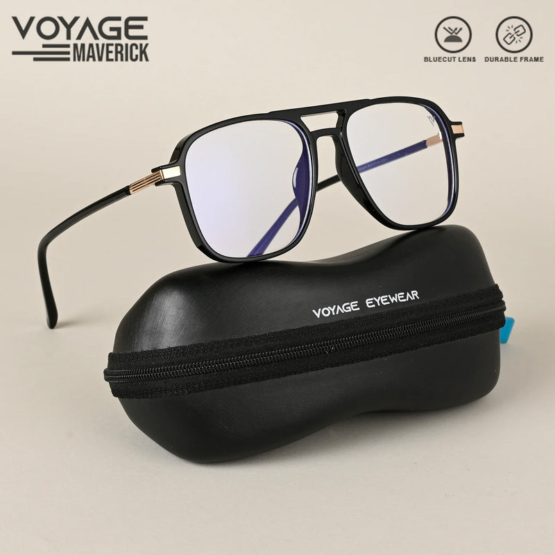 Voyage Maverick Shine Black Wayfarer Eyeglasses for Men & Women (TR83045MG4706-C1)