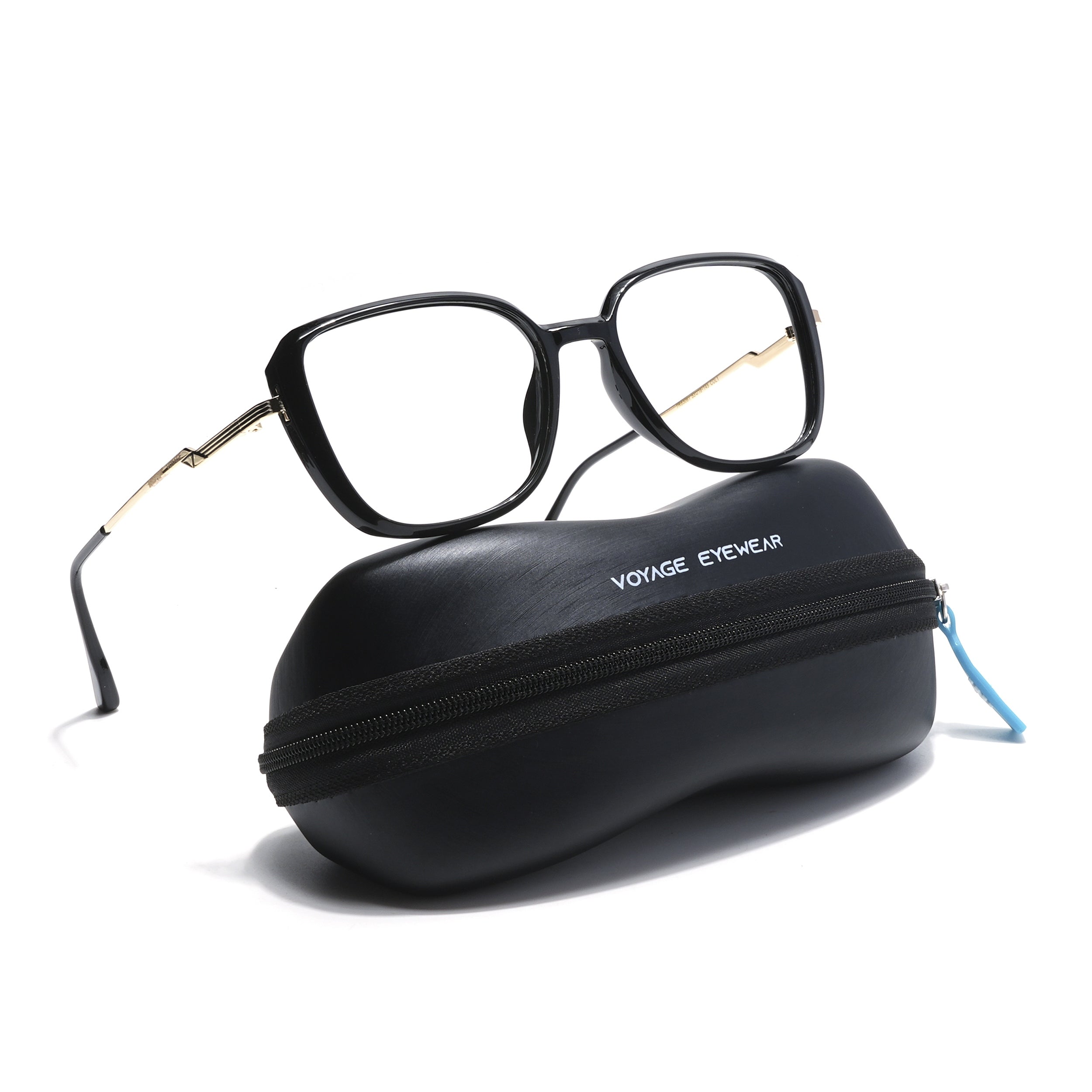 Voyage Black Square Eyeglasses for Men & Women (TR83061MG5839-C1)