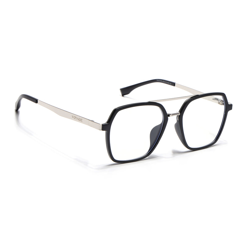 Voyage Metal Head Black & Silver Wayfarer Eyeglasses for Men & Women (TR83075MG5442-C1)