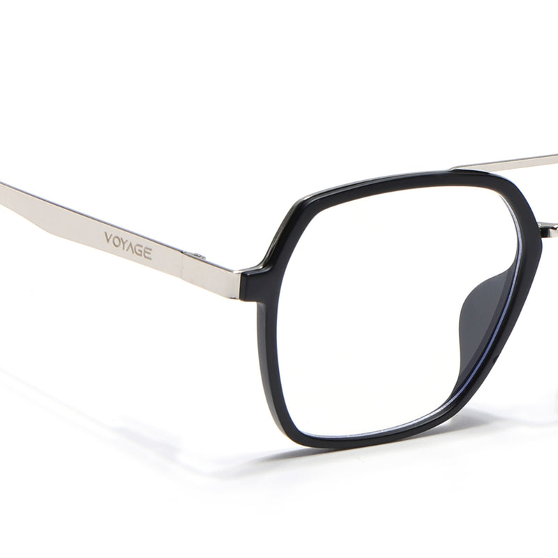 Voyage Metal Head Black & Silver Wayfarer Eyeglasses for Men & Women (TR83075MG5442-C1)