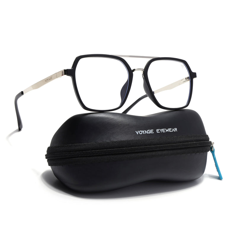 Voyage Metal Head Black & Silver Wayfarer Eyeglasses for Men & Women (TR83075MG5442-C1)