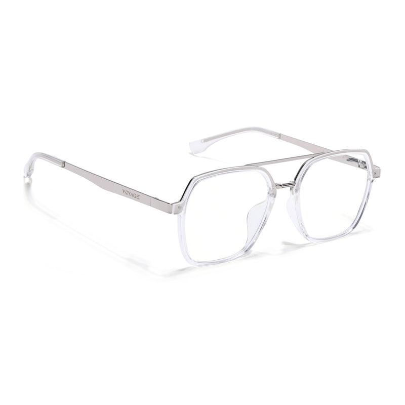 Voyage Metal Head Transparent & Silver Wayfarer Eyeglasses for Men & Women (TR83075MG5443-C2)