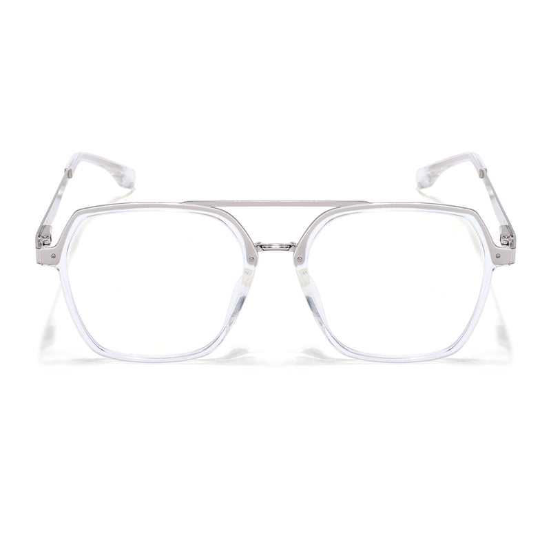 Voyage Metal Head Transparent & Silver Wayfarer Eyeglasses for Men & Women (TR83075MG5443-C2)