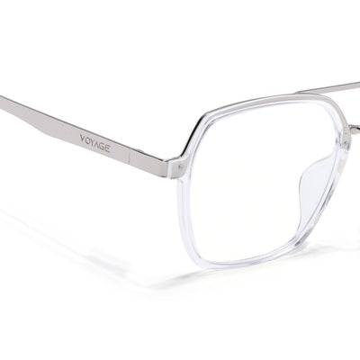 Voyage Metal Head Transparent & Silver Wayfarer Eyeglasses for Men & Women (TR83075MG5443-C2)