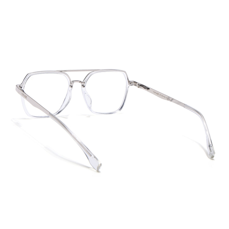 Voyage Metal Head Transparent & Silver Wayfarer Eyeglasses for Men & Women (TR83075MG5443-C2)