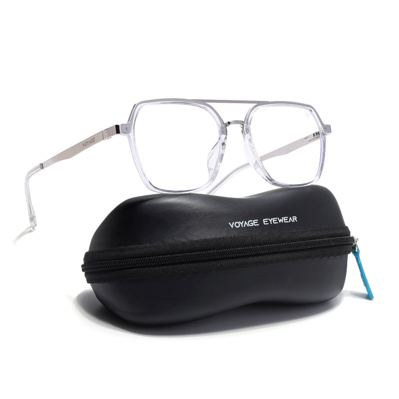 Voyage Metal Head Transparent & Silver Wayfarer Eyeglasses for Men & Women (TR83075MG5443-C2)