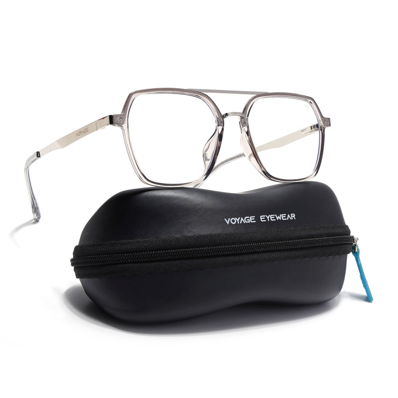 Voyage Metal Head Grey & Silver Wayfarer Eyeglasses for Men & Women (TR83075MG5444-C3)