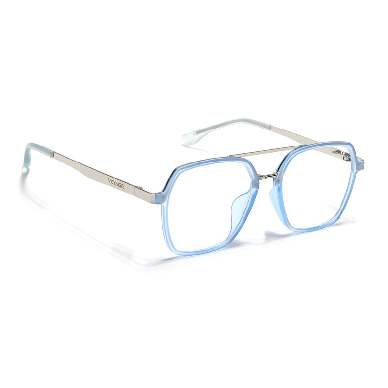 Voyage Metal Head Light Blue & Silver Wayfarer Eyeglasses for Men & Women (TR83075MG5445-C4)