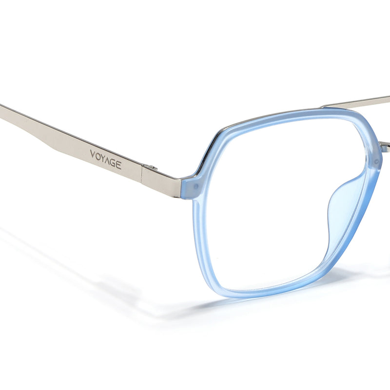 Voyage Metal Head Light Blue & Silver Wayfarer Eyeglasses for Men & Women (TR83075MG5445-C4)