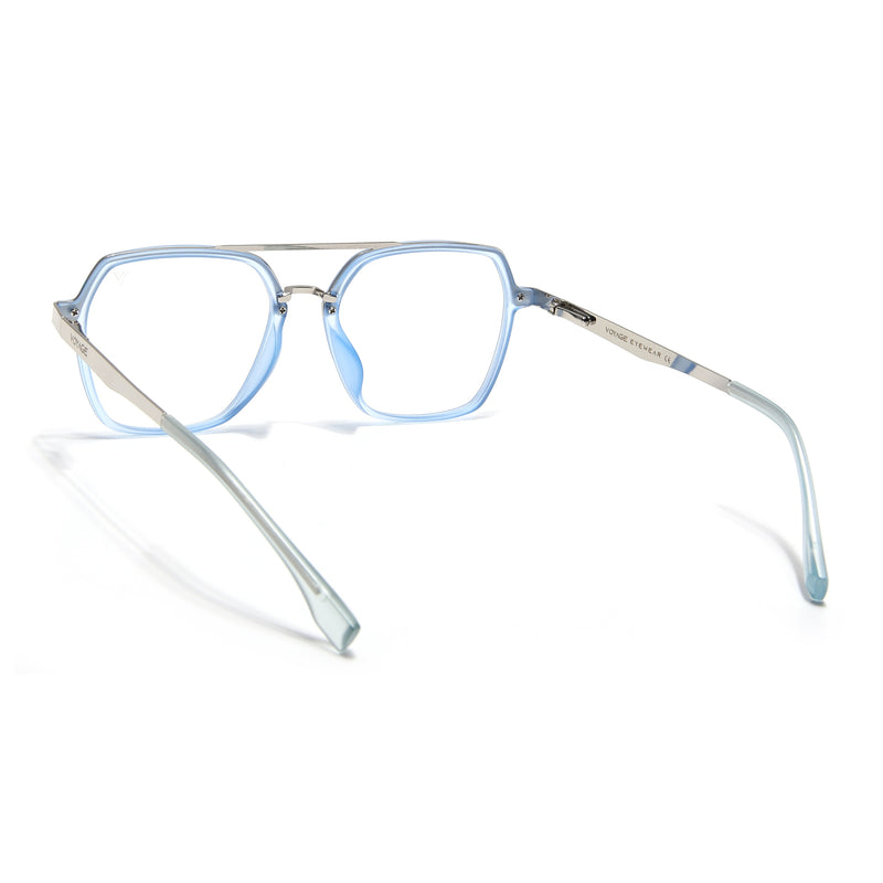 Voyage Metal Head Light Blue & Silver Wayfarer Eyeglasses for Men & Women (TR83075MG5445-C4)