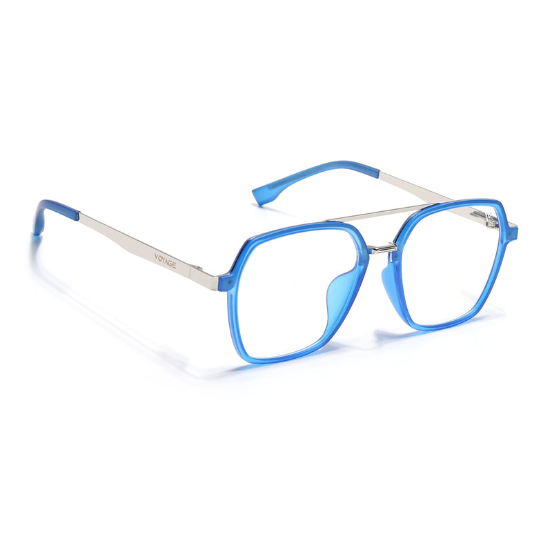 Voyage Metal Head Blue & Silver Wayfarer Eyeglasses for Men & Women (TR83075MG5446-C5)