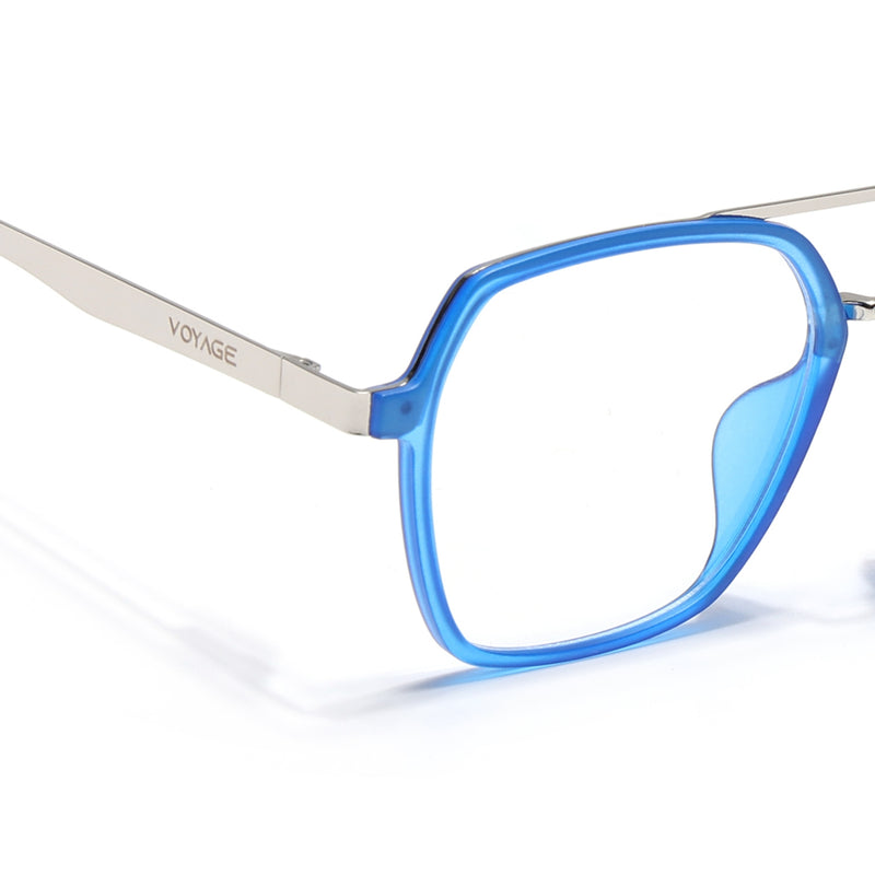 Voyage Metal Head Blue & Silver Wayfarer Eyeglasses for Men & Women (TR83075MG5446-C5)
