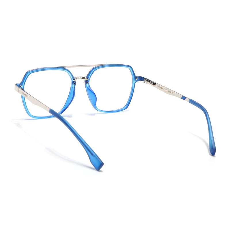 Voyage Metal Head Blue & Silver Wayfarer Eyeglasses for Men & Women (TR83075MG5446-C5)