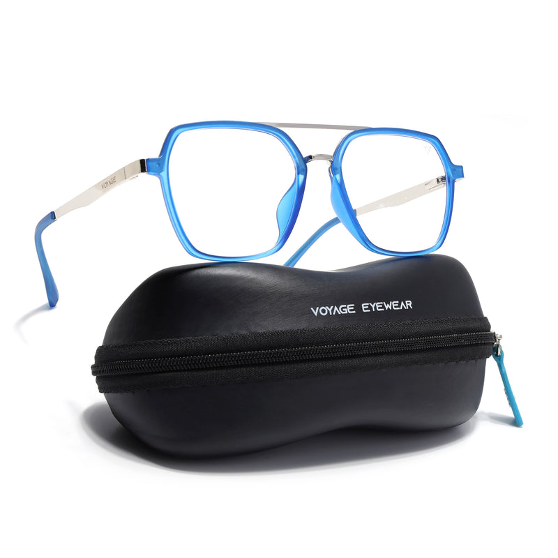Voyage Metal Head Blue & Silver Wayfarer Eyeglasses for Men & Women (TR83075MG5446-C5)