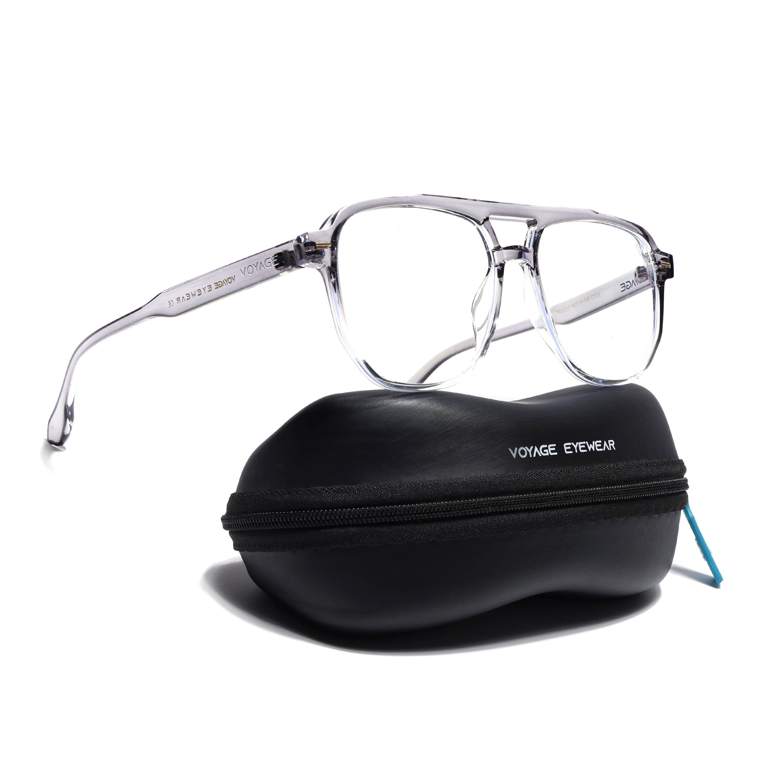 Voyage Maverick Transparent Grey Wayfarer Eyeglasses for Men & Women (TR85207MG4716-C6)