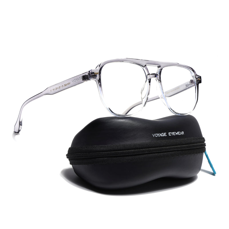 Voyage Maverick Transparent Grey Wayfarer Eyeglasses for Men & Women (TR85207MG4716-C6)