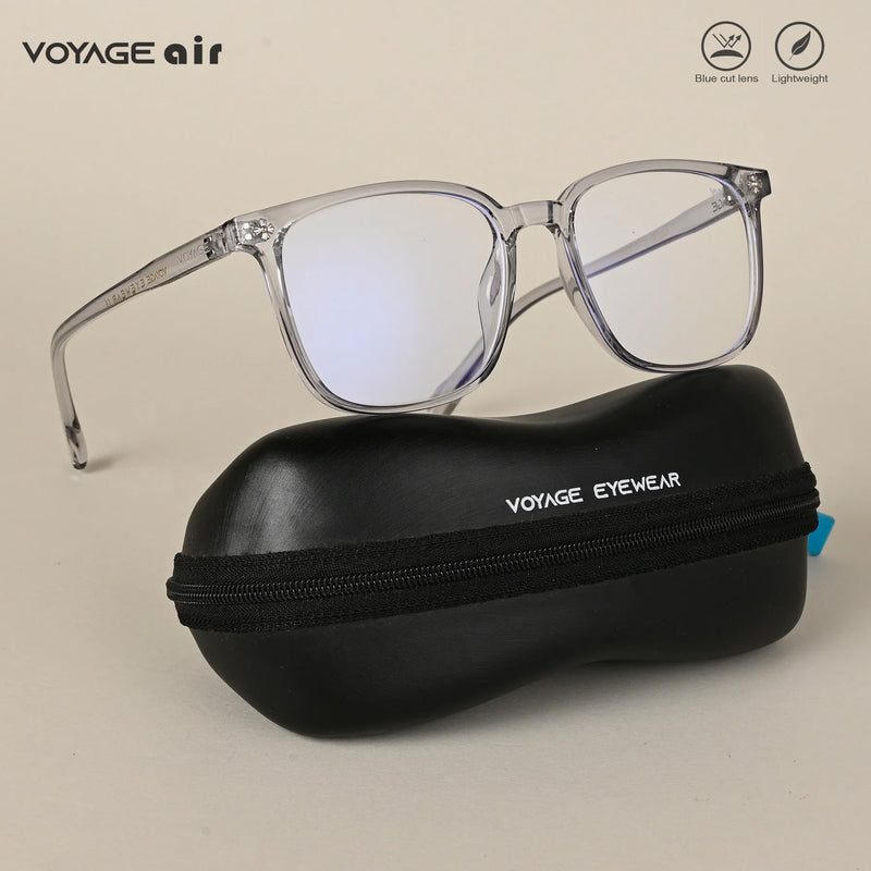 Voyage Air Transparent Grey Square Eyeglasses for Men & Women (TR85230MG4697-C4)