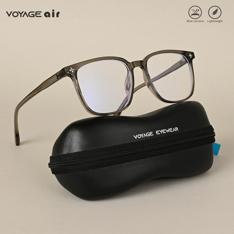 Voyage Air Transparent Olive Square Eyeglasses for Men & Women (TR85230MG4699-C6)