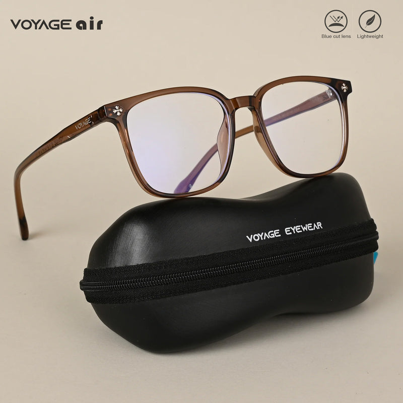 Voyage Air Transparent Brown Square Eyeglasses for Men & Women (TR85230MG4700-C2)