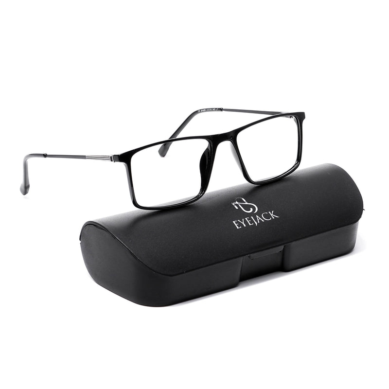 EyeJack Shine Black Rectangle Eyeglasses for Men & Women (TR85605GE1696-C1)
