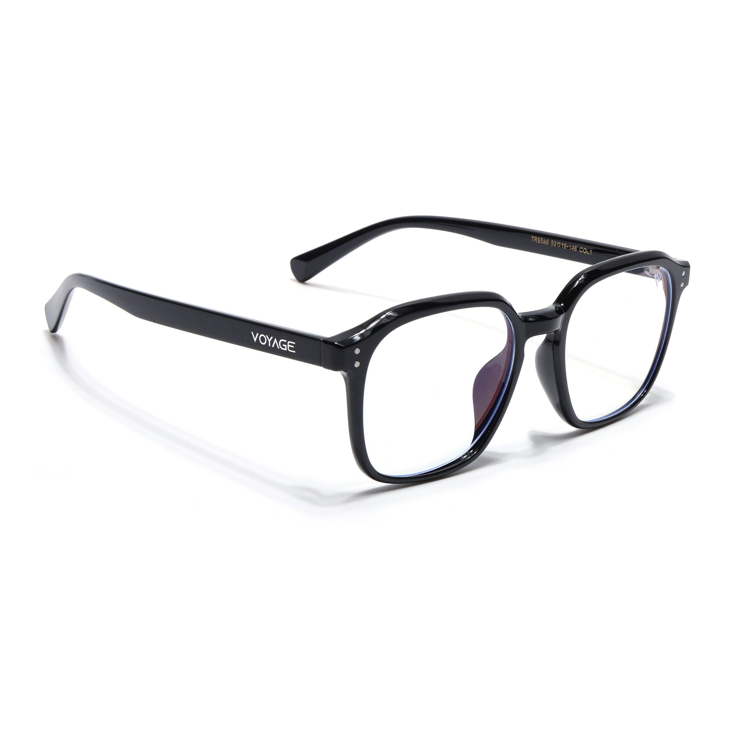 Voyage Air Shine Black Square Eyeglasses for Men & Women (TR8588MG4866-C1)